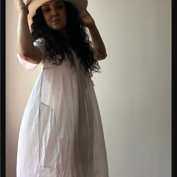 Deadstock Vintage Indian Cotton Gauze white dress - Picture 6 of 10